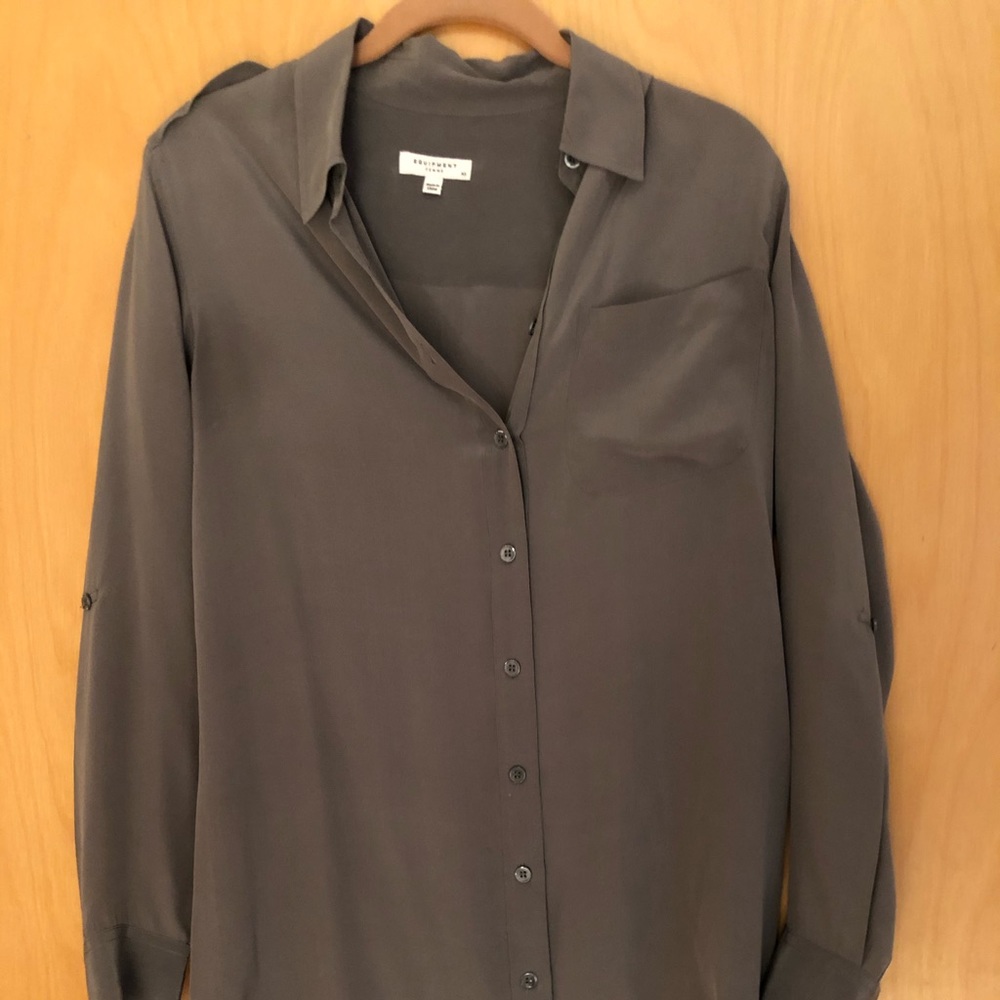 Equipment Grey Silk Button Down